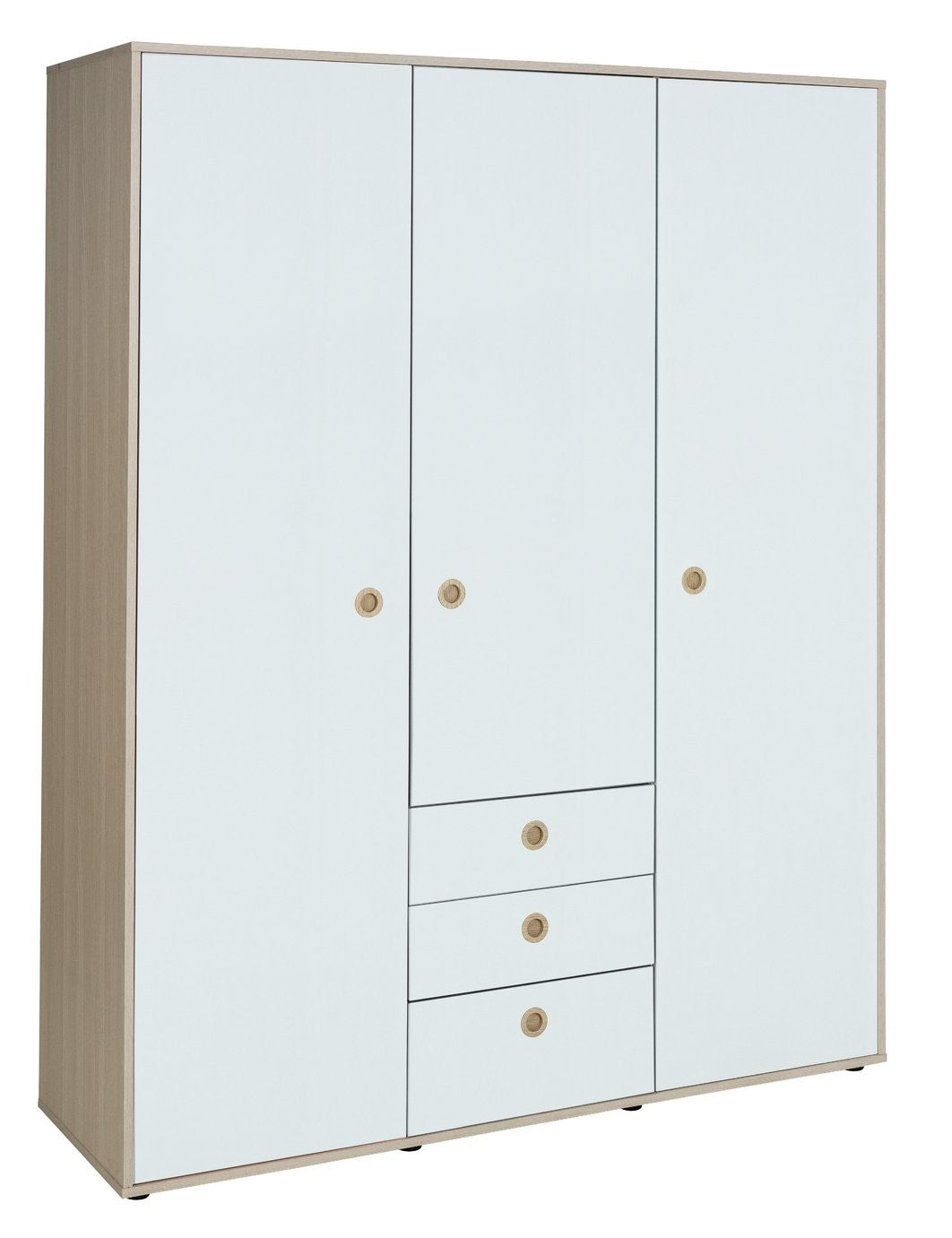 Camden 3 Door 3 Drawer Wardrobe – White & Acacia | All-in-one Storage Solution
