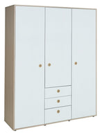 Camden 3 Door 3 Drawer Wardrobe – White & Acacia | All-in-one Storage Solution