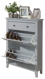Deluxe Two Tier Shoe Cabinet - Grey