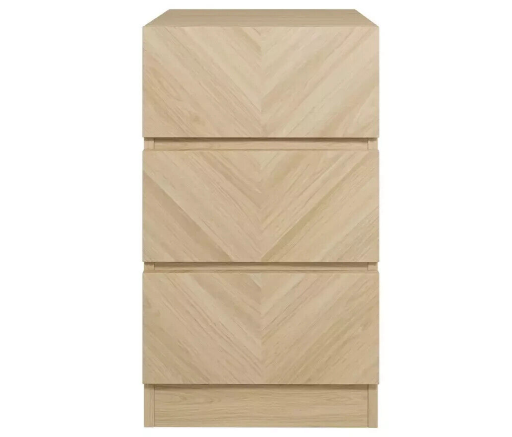 GFW Catania 3 Drawer 2 Bedside Table - Oak