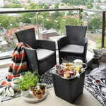 Keter Iowa 2 Seater Rattan Effect Garden Bistro Set-Graphite