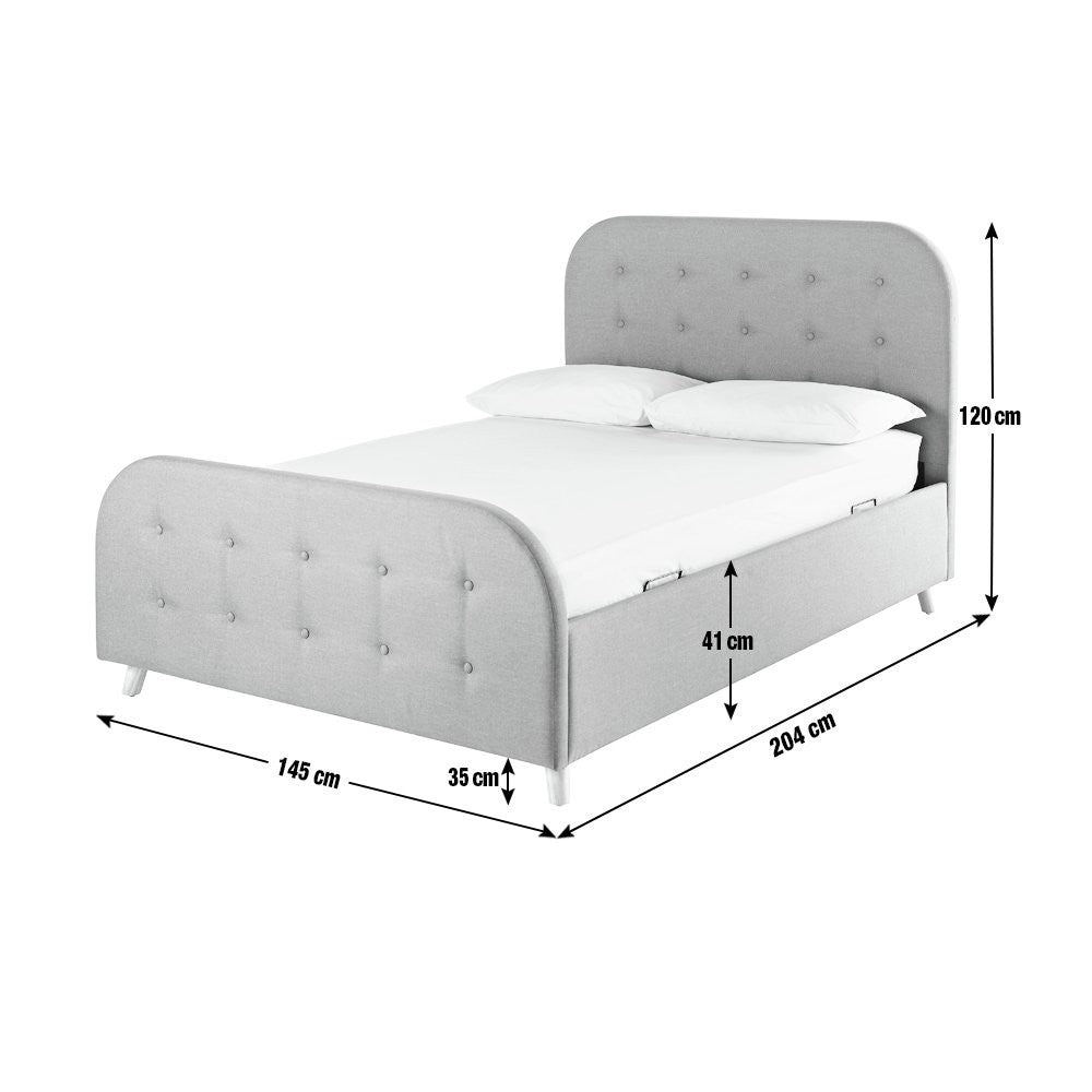 Ashby Ottoman Double Fabric Bed Frame - Grey | Soft Upholstered Comfort Bed