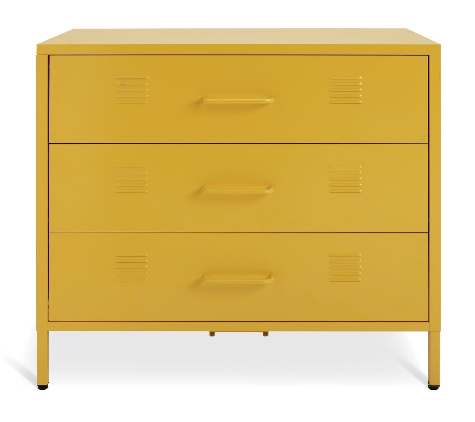 Habitat Stevie 3 Drawer Chest Mustard | Retro Steel Storage Unit with Metal Hand