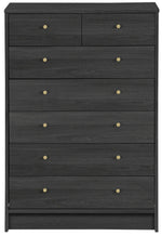 Malibu Modern 7 Drawer Chest Of Drawers Storage Cabinet - Black Brown Effect