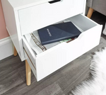 GFW Nyborg 2 Drawer Bedside Table White | Bedroom Nightstand Storage Furniture