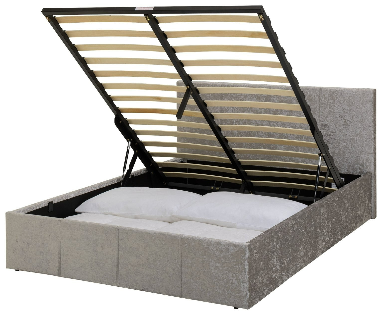 Home Heathdon Kingsize End Lift Ottoman Bed - Silver | Convenient Bed Storage