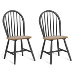 Habitat Burford Pair of Solid Wood Dining Chairs - Dark Grey | Kitchen Dining