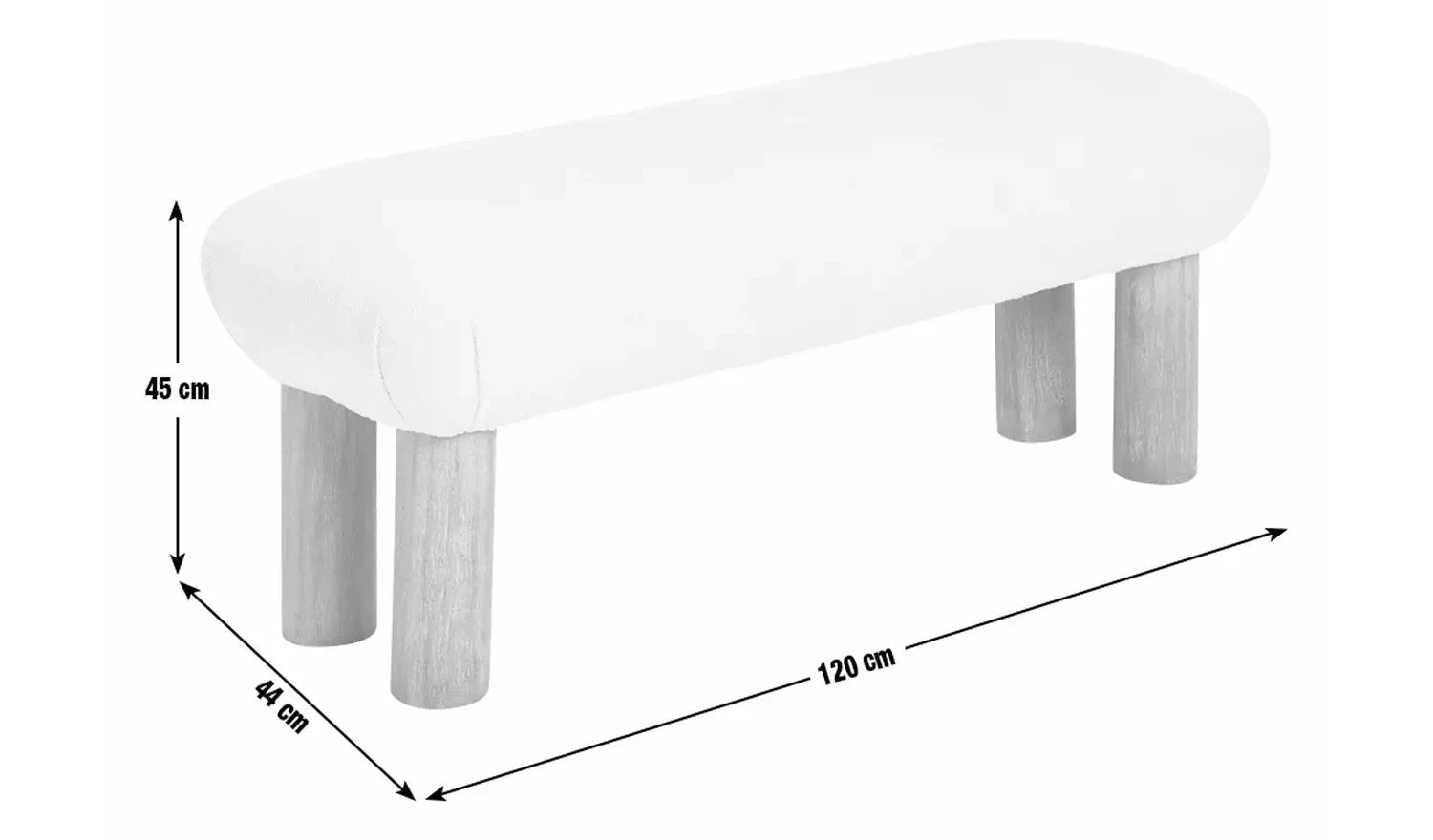 May Boucle Bench White | Upholstered Bedroom Bench Seat
