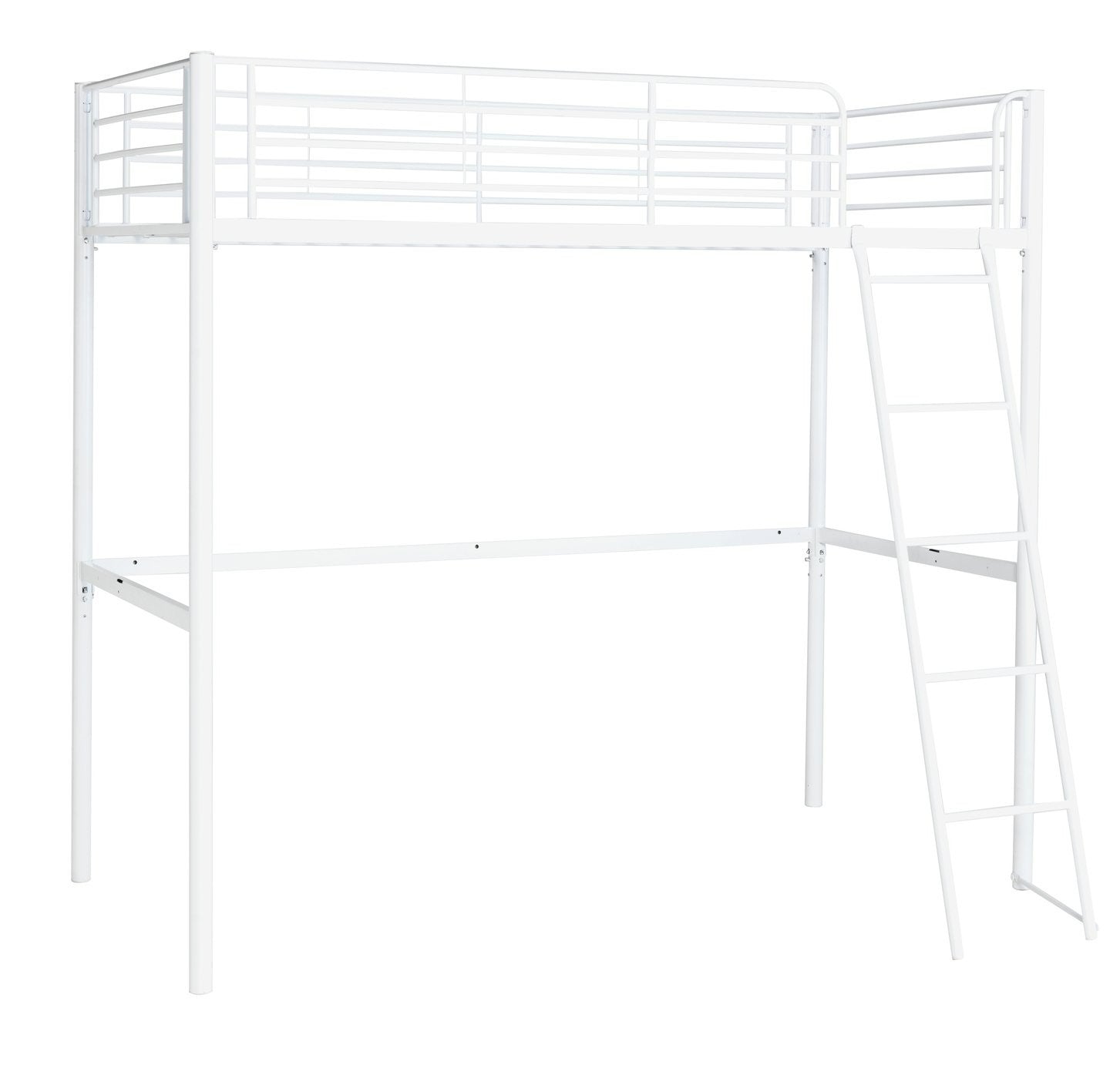 Home Riley High Sleeper Metal Bed Frame - White | Modern Teen Interior