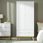 Pimlico 2 Door 2 Drawer Wardrobe - White | Slim wardrobe for small rooms