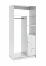 Malibu 3 Drawers Open Storage Wardrobe - White | Open wardrobe with drawers