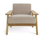 Habitat Dore Velvet Accent Chair Oak | Mid Century Lounge Chair Upholstered