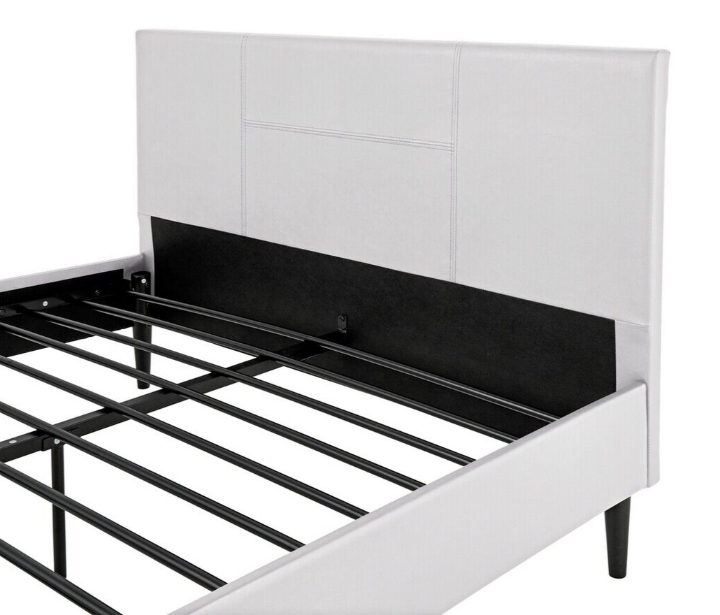Home Skylar Double Bed Frame White | Sturdy Bedroom Furniture Base with Mattress