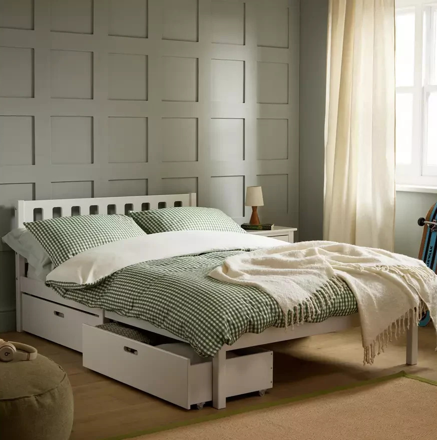 Kids Ronnie Small Double Bed & Drawers White | Children’s Bed Frame with Storage