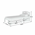 Home Mia Single Bed Frame with 2 Drawers - White | Bedroom Storage Bed for Kids