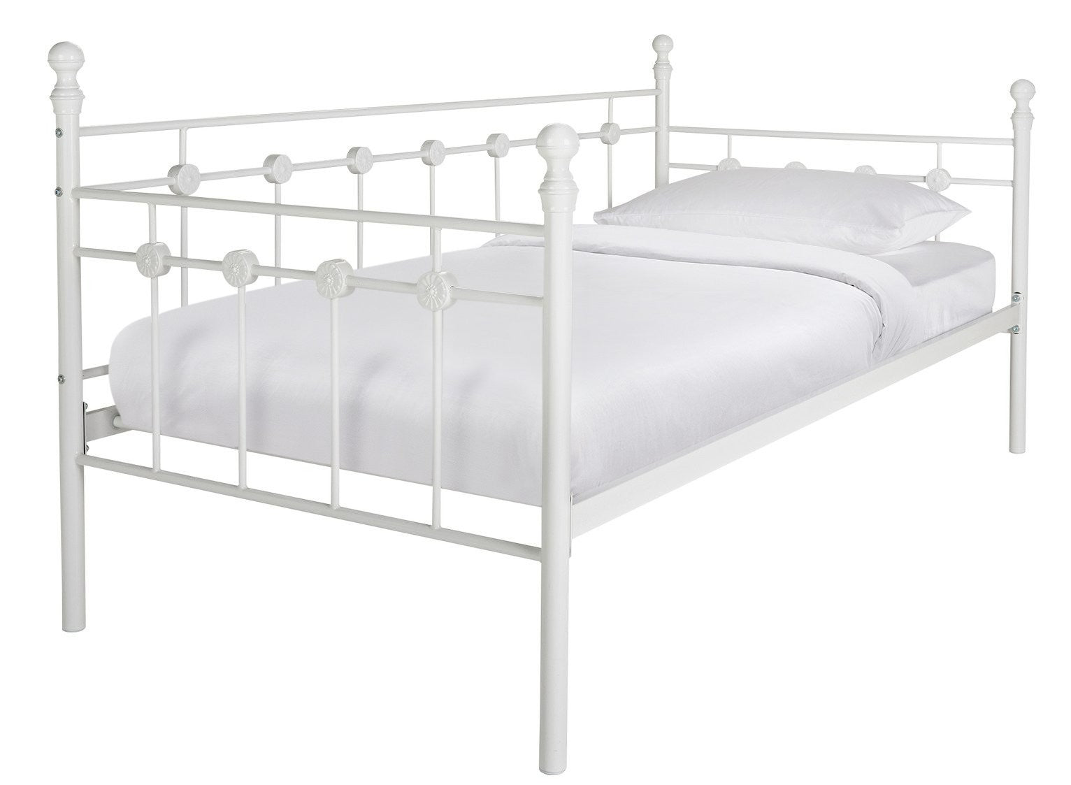 Home Abigail Single Metal Bed Frame - White | metal single bed