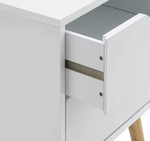 GFW Nyborg 2 Drawer Bedside Table White | Bedroom Nightstand Storage Furniture