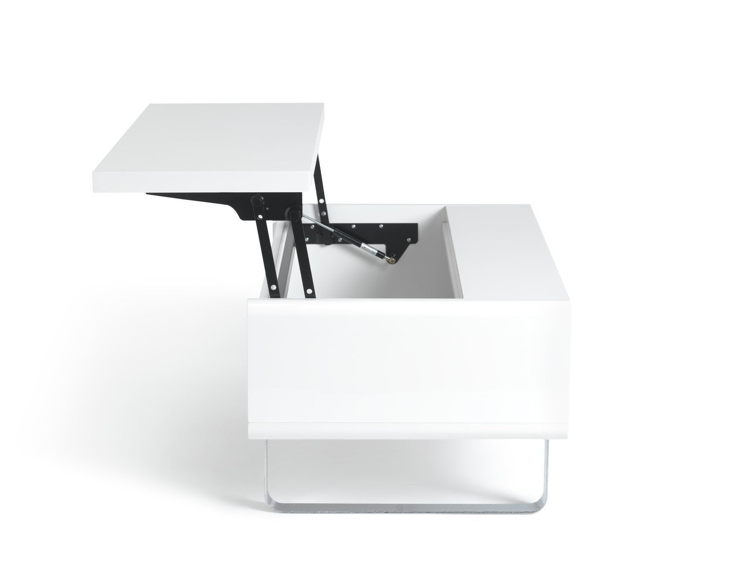 Home Sleigh Gloss Gas Lift Coffee Table - White | Practical Lift Mechanism
