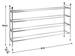 Home 4 Shelf Ext Shoe Storage Rack - Chrome Plated | Organizer Hallway Closet
