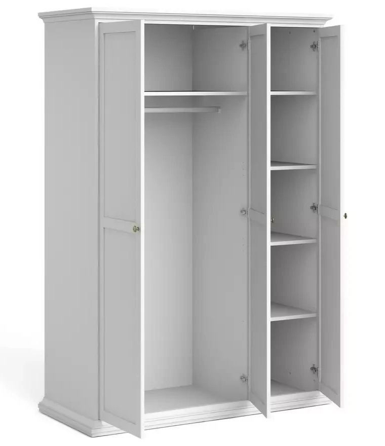Tvilum Paris 3 Door Wardrobe White | Bedroom Storage Wardrobe Furniture
