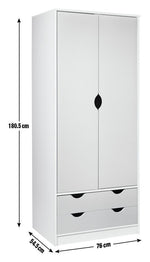 Kids Pagnell 2 Door 2 Drawer Wardrobe - White (B Grade)