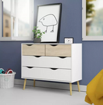 Tvilum Oslo 4 Drawer Chest White & Oak | Bedroom Storage Chest of Drawers
