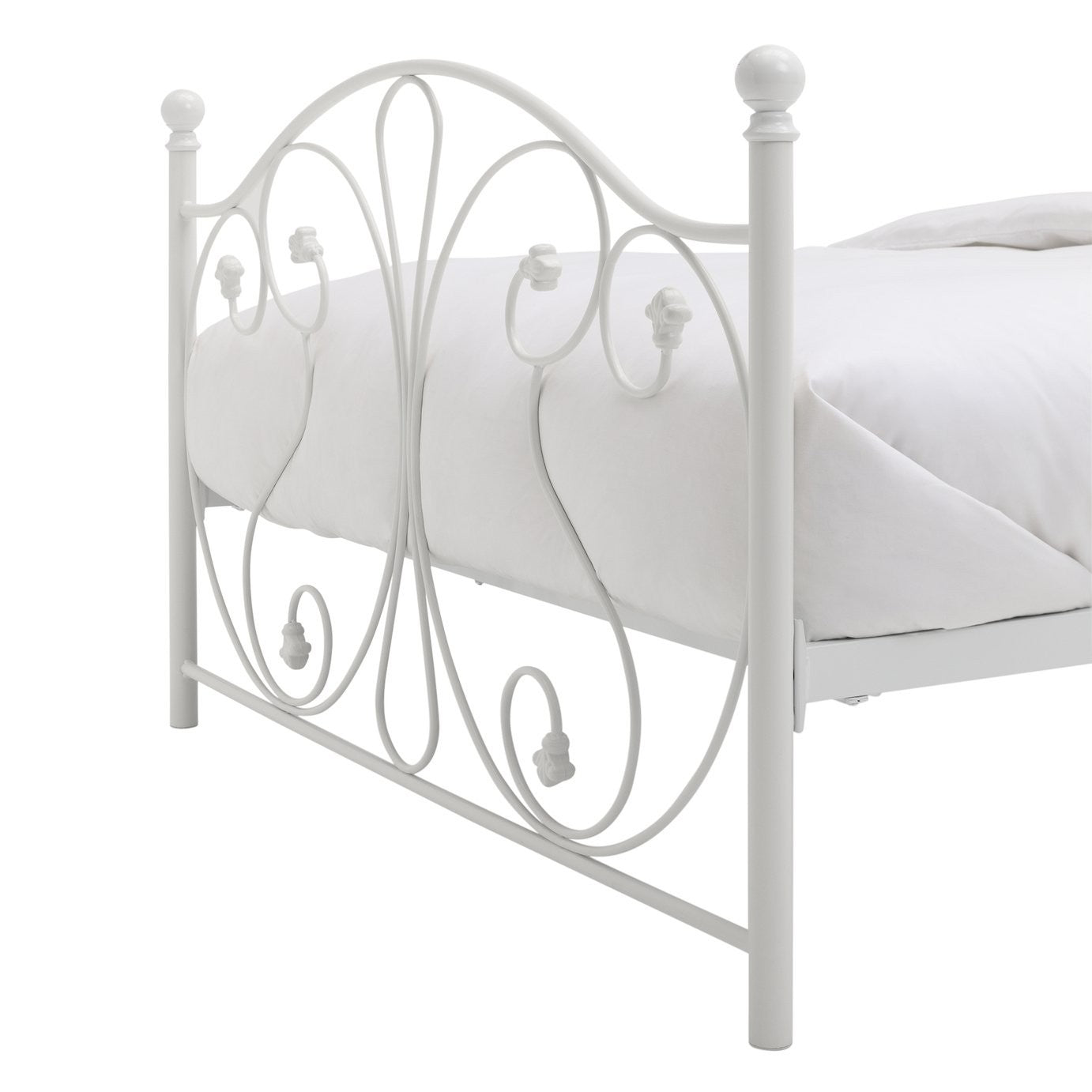 Home Marietta Double Metal Bed Frame - White | Elegant Bedroom Setup