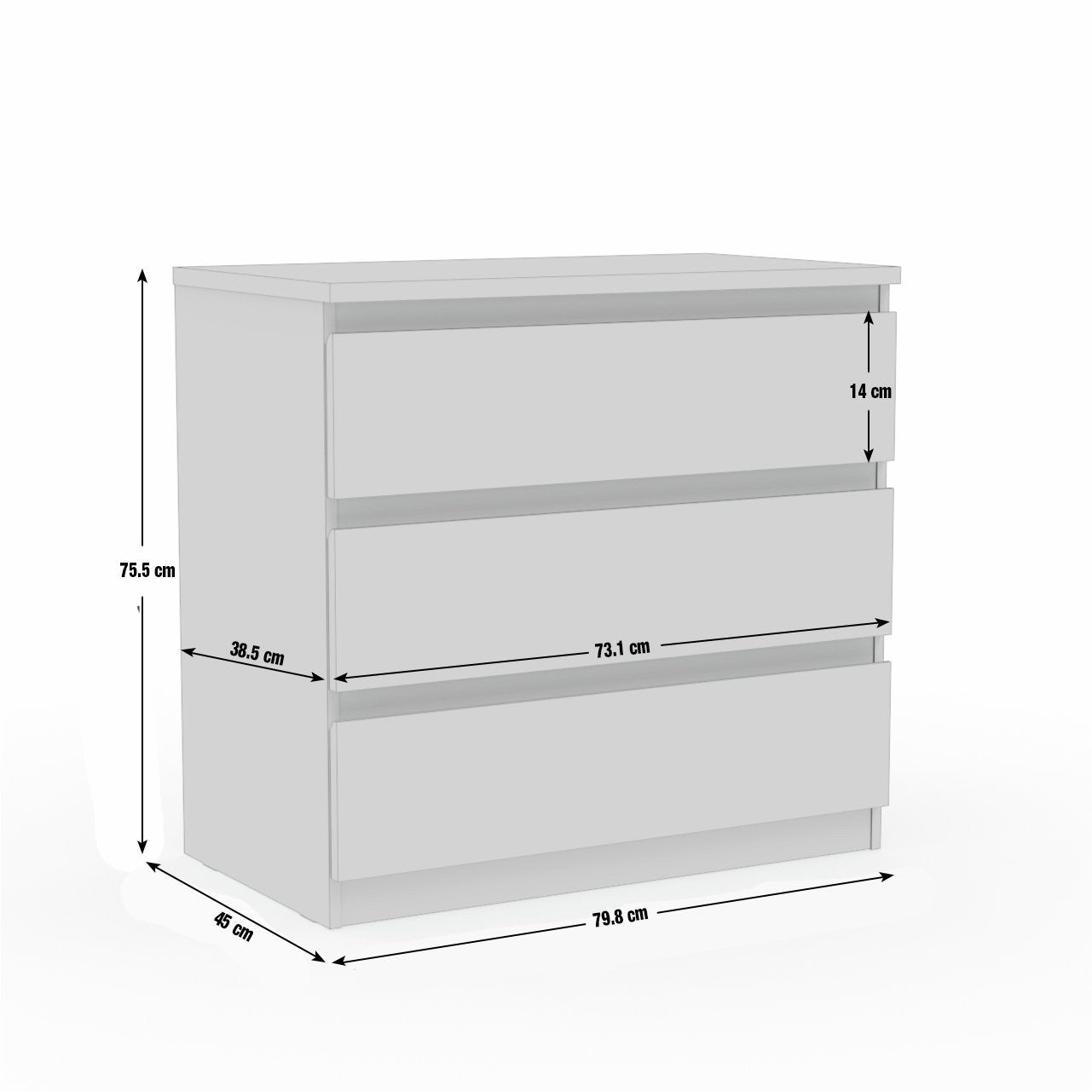 Jenson 3 Drawer Chest - Matte White | Bedroom storage unit white