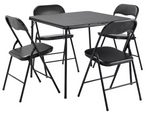 Quin Folding Black Dining Table & 4 Black Chairs