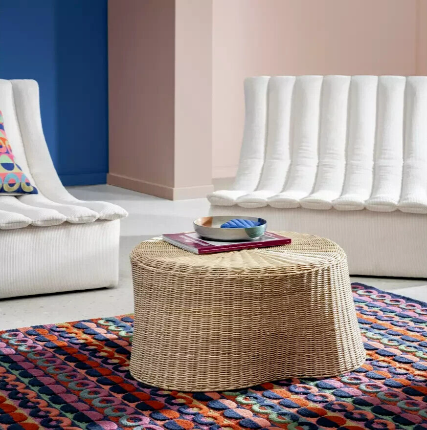 Habitat 60 Kaya Coffee Table - Natural | Rattan Round Table, Boho Living Room