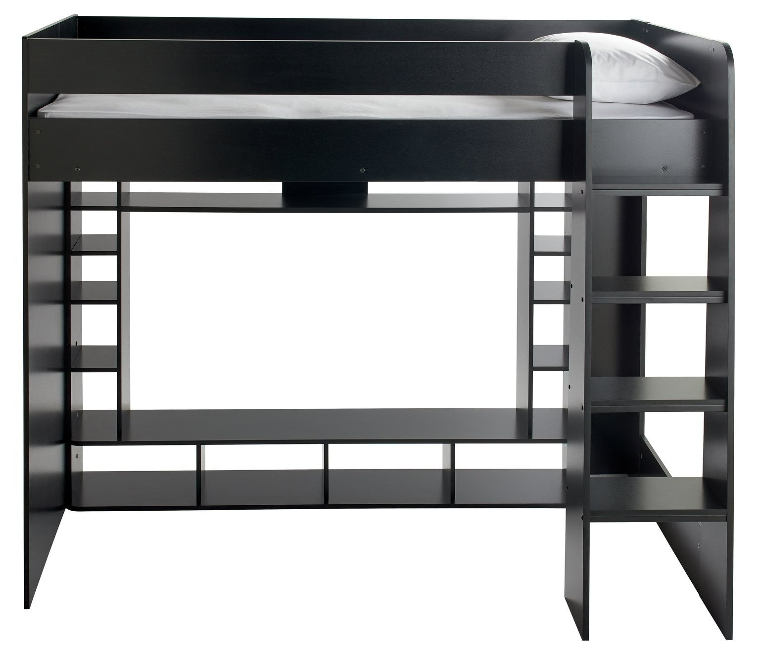 Gaming High Sleeper Bed - Black | Multimedia Room Station