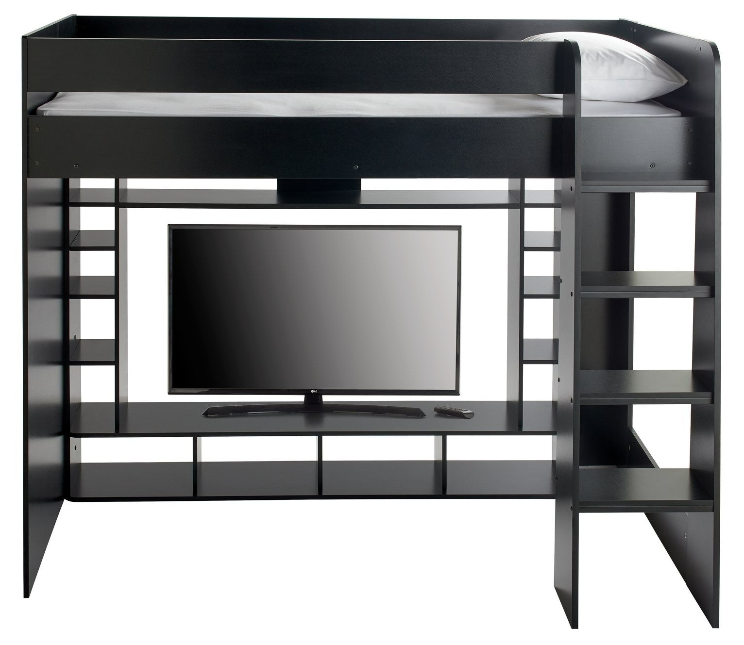Gaming High Sleeper Bed - Black | Multimedia Room Station