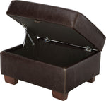 Home Salisbury Leather Storage Footstool - Chocolate | Practical Hidden Storage