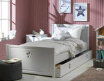 Stars Single Bed Frame With Drawer - White | Kids Bedroom Furniture