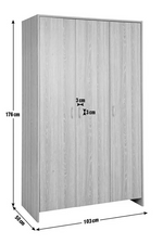 Home Seville 3 Door Wardrobe - Grey Oak Effect | Triple wardrobe