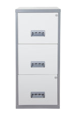 Pierre Henry 3 Drawer A4 Filing Cabinet - Silver & White | Metal filing cabinet