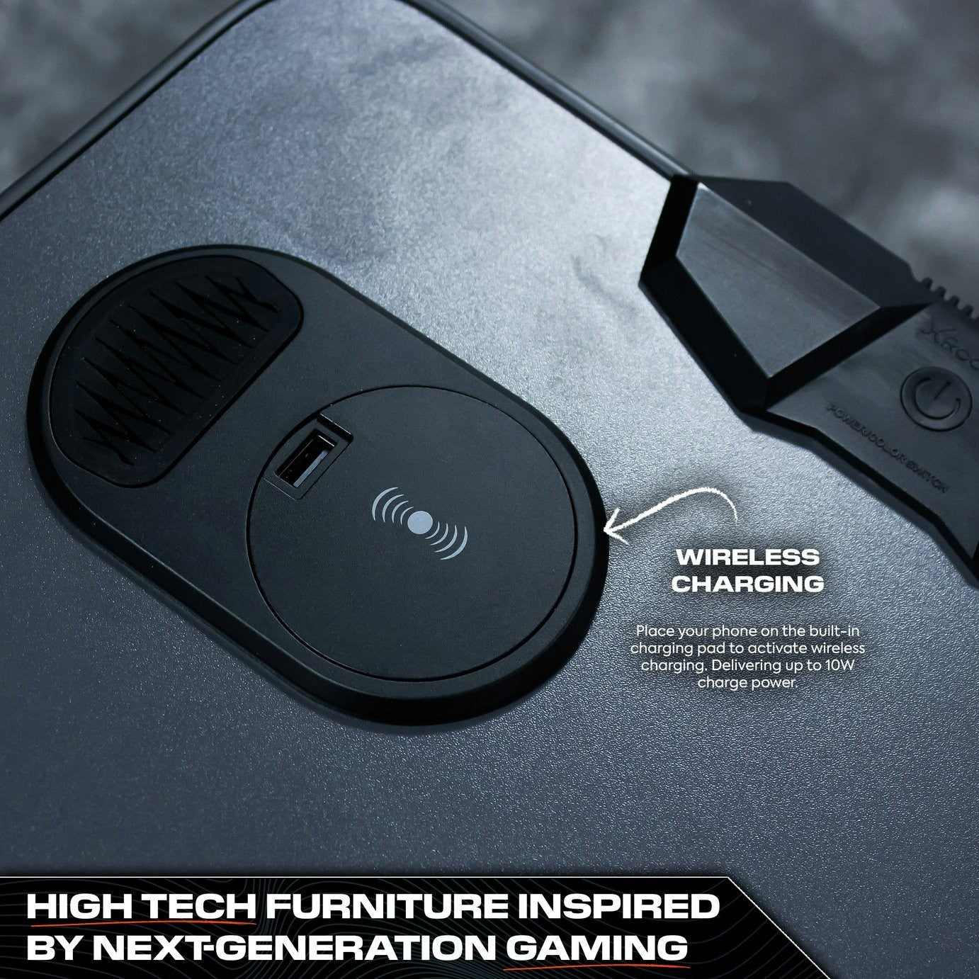 X Rocker Carbon Tek Gaming Desk - Black | Computer Desk With Lighting