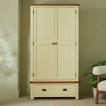 Home Kent 2 Door 1 Drawer Wardrobe - Cream and Oak | Warm Natural Aesthetic