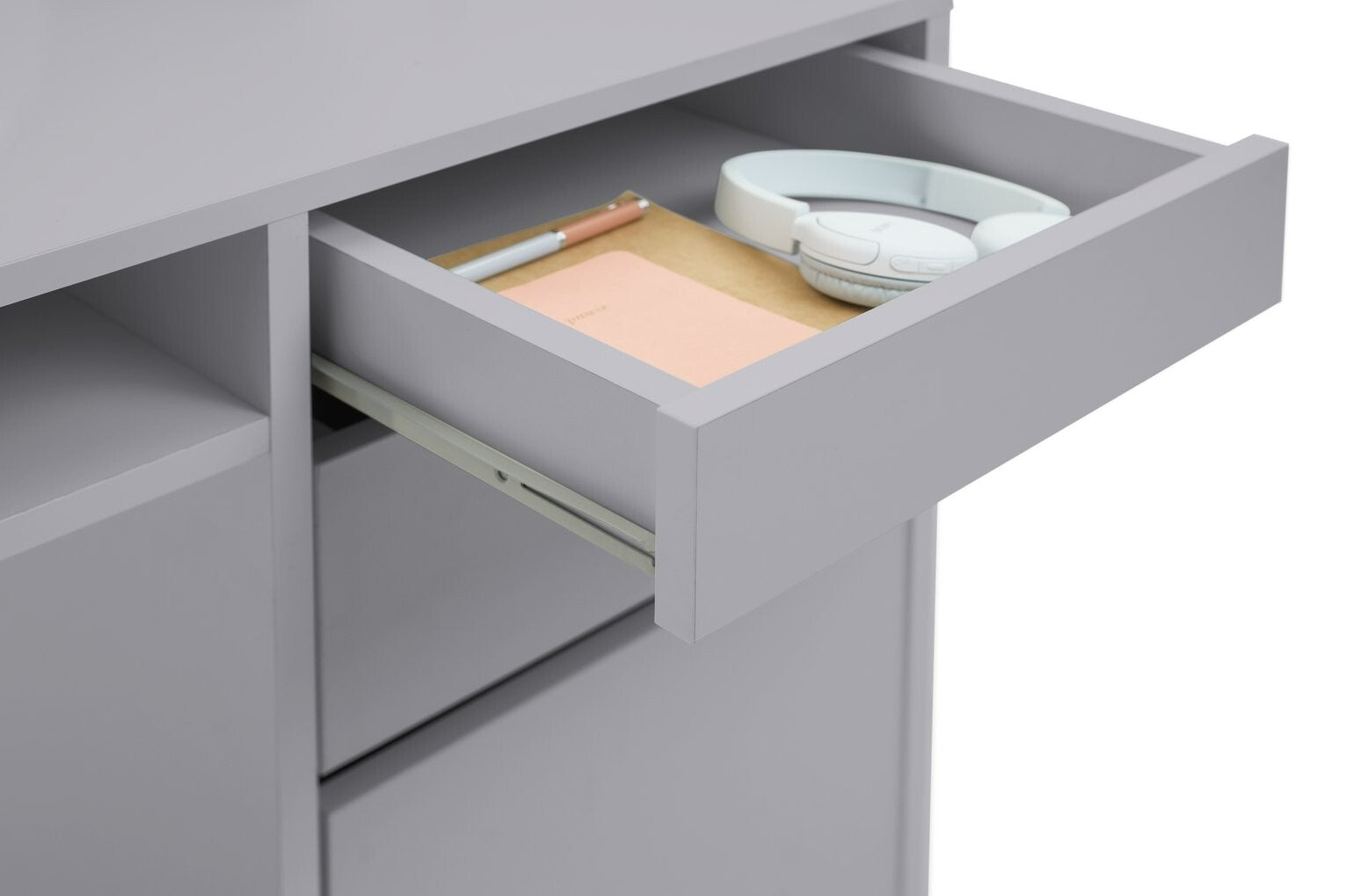Home Pepper 2 Drawer Pedestal Office Desk - Grey ( B Grade )