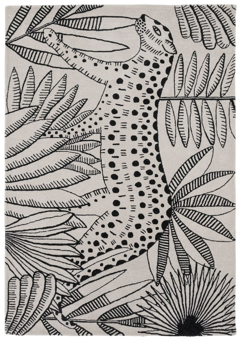 Jungle Print Black & Grey Wool Flatweave Rug