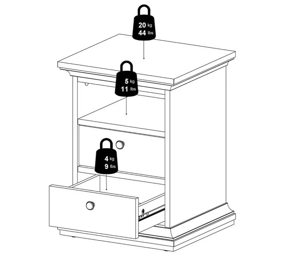 Tvilum Paris 2 Drawer Bedside Table - Grey (B Grade)
