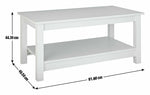 Home Malibu Coffee Table - White | Rectangular Living Room Table Storage Shelf