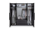 Hallingford 4 Door 3 Drawer Wardrobe - Anthracite | Modern Bedroom Storage