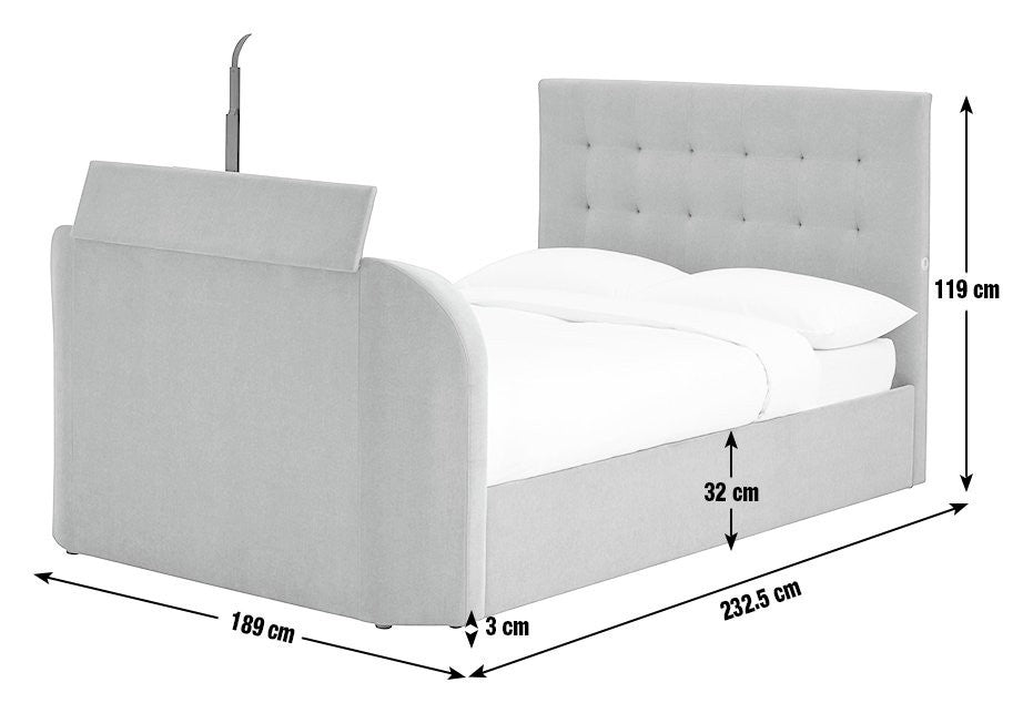 Home Bentley Superking 2.1 Sound TV Ottoman Bed - Grey |Bed with Sound System