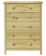 Home Scandinavia 5 Drawer Chest Pine | Bedroom Storage Solid Furniture Unit