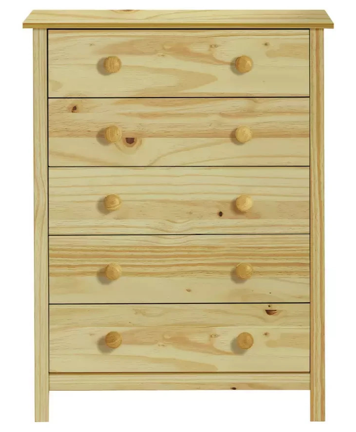 Home Scandinavia 5 Drawer Chest Pine | Bedroom Storage Solid Furniture Unit