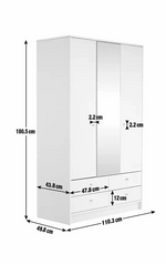 Home Malibu 3 Door 4 Drawer Mirror Wardrobe - Grey | Modern Bedroom Storage
