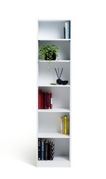 Maine Narrow 6 Shelf Bookcase - Shelving Storage Unit Display Cabinet - White