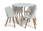 Habitat Quattro Modern Round Dining Table and 4 Chairs in White Faux Leather