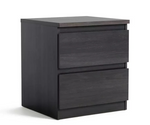 Home Jenson 2 Drawer Bedside Table Black Oak Effect | Bedroom Storage Nightstand